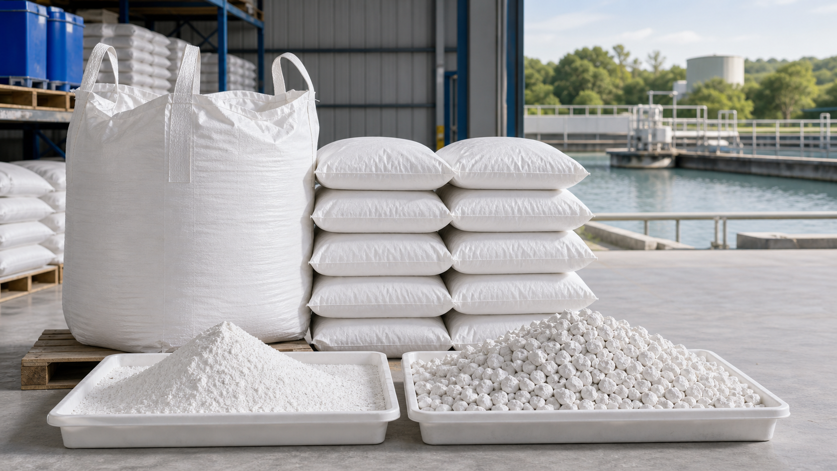 Agricultural and industrial mineral materials with bags, jumbo bag, powder and aggregate samples